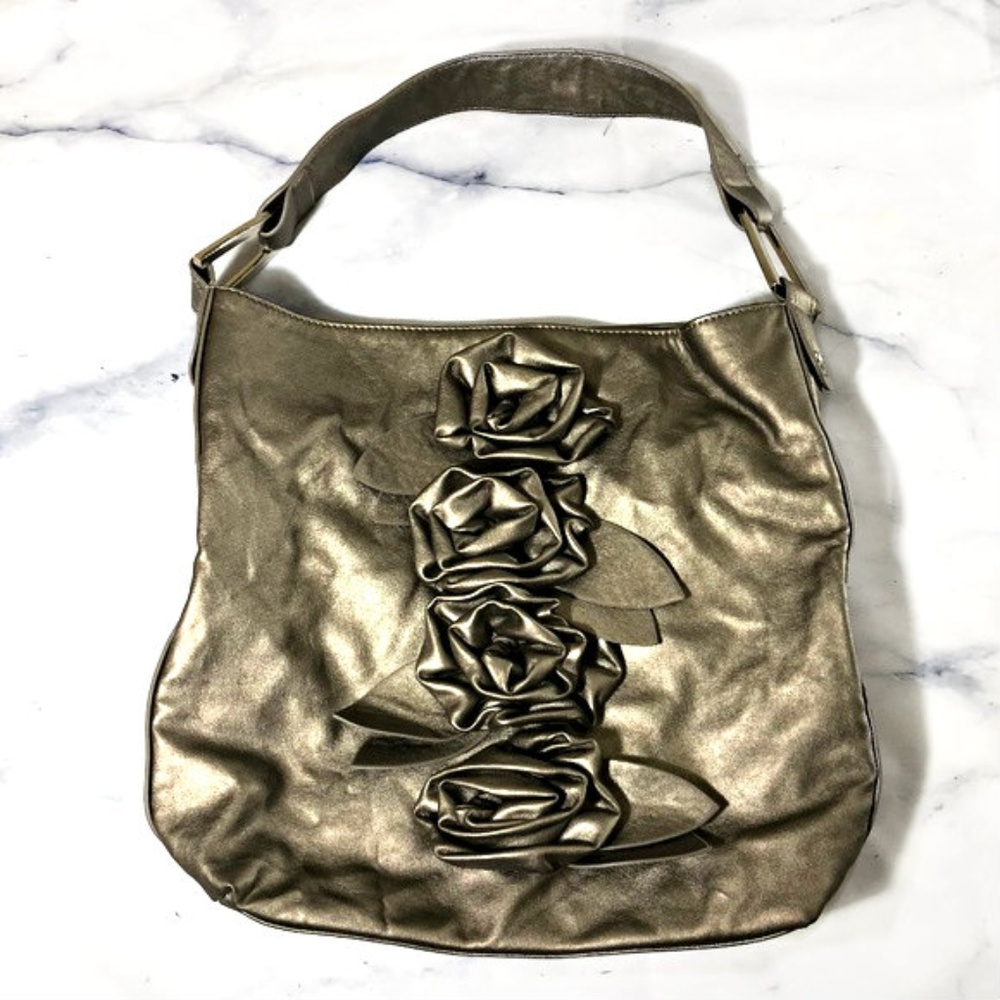 Carlos Carlos Santana Gold Metallic Floral Purse